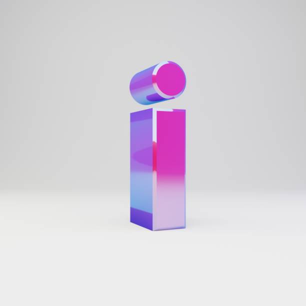 istock 3d letter I lowercase. Rendered multicolor metal font with glossy reflections and shadow isolated on white background. 1142783364