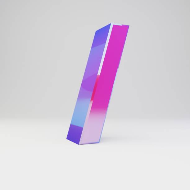 istock 3d forward slash symbol. Rendered multicolor metal font with glossy reflections and shadow isolated on white background. 1142784483