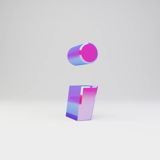 istock 3d semicolon symbol. Rendered multicolor metal font with glossy reflections and shadow isolated on white background. 1142784591