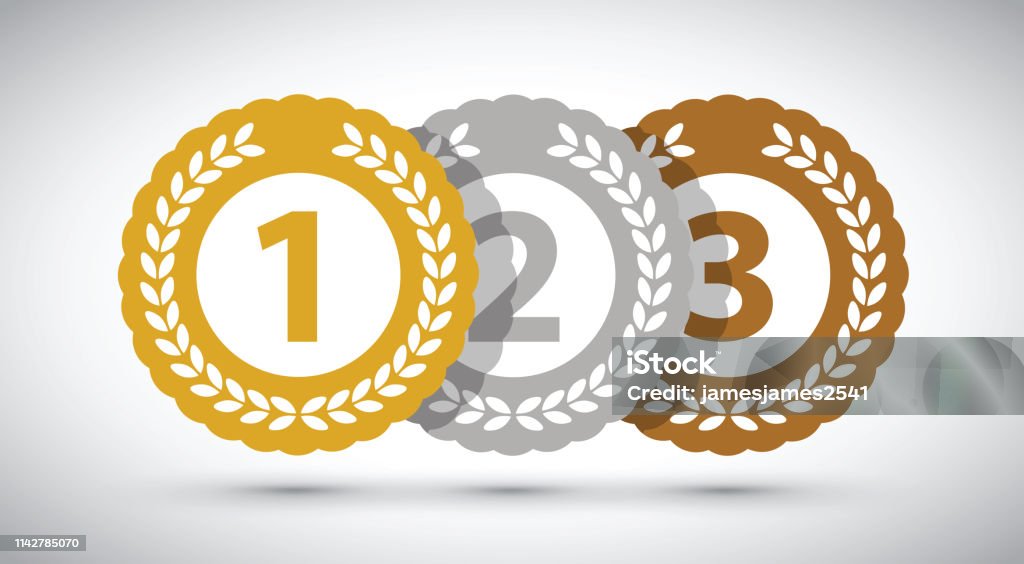 Top Three Top Three Medals Stock Illustration - Download Image Now - Seal - Stamp ...