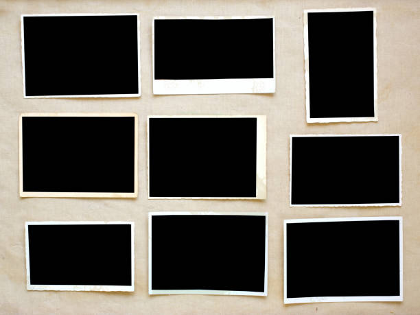 old empty photo frames, vintage photo prints on canvas with free pics space old empty photo frames, vintage photo prints on canvas with free space for pictures contact sheet stock pictures, royalty-free photos & images