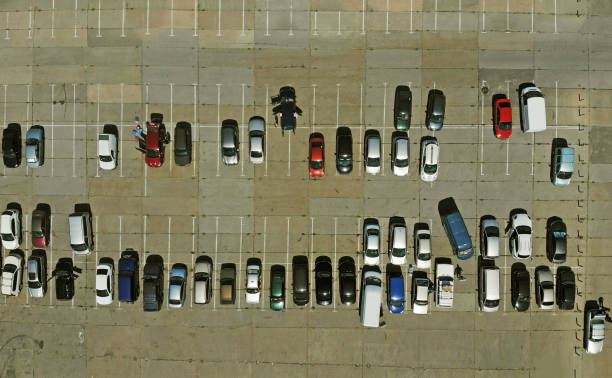 istock Parking lot, aerial, top view 1142791996