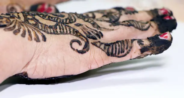 Photo of Popular Mehndi Designs for Hands or Hands painted with Mehandi Indian traditions