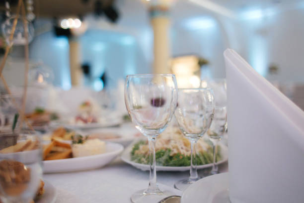 istock Glasses on the table in restaurnt. Wedding decor 1142794588