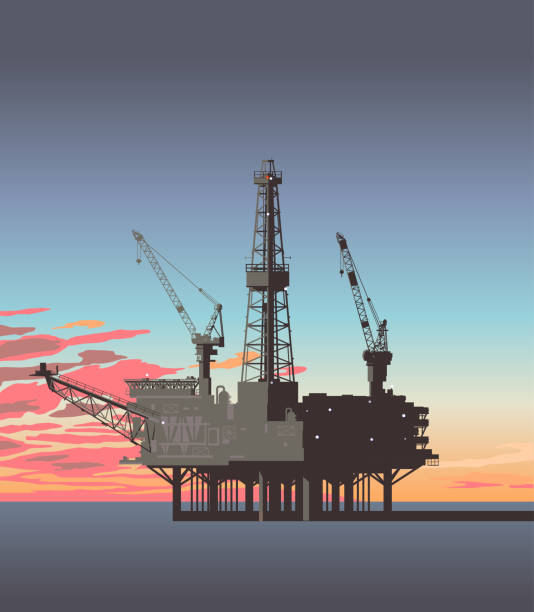 illustrations, cliparts, dessins animés et icônes de plates-formes ou plateformes pétrolières - oil crane oil rig derrick crane