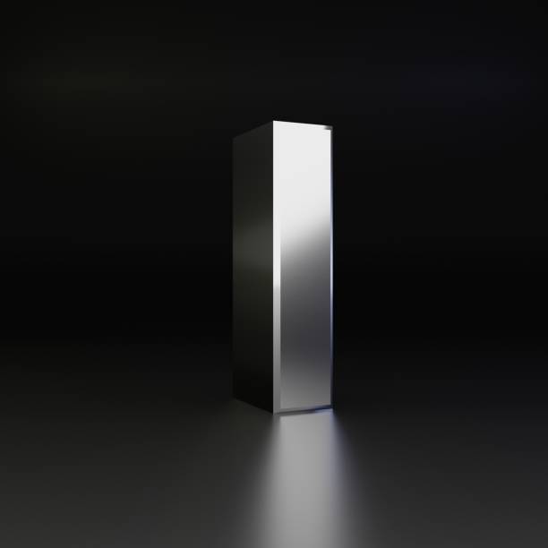 istock Chrome letter L lowercase. 3D render shiny metal font isolated on black background 1142796939