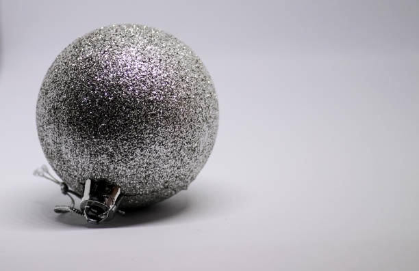 istock Christmas decoration, silver ball on a white background 1142798373