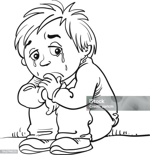 Illustration Of A Sad Child Helpless Bullying Stock Illustration - Download Image Now - Boys, Crying, Abuse