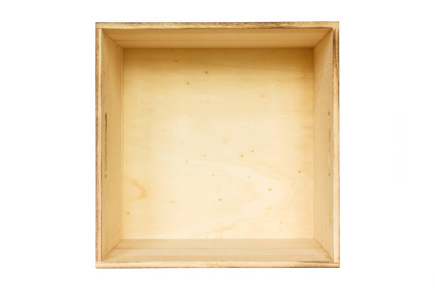 istock wooden box top view on white background. 1142802174