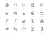 Set of line smart city icons isolated on light background