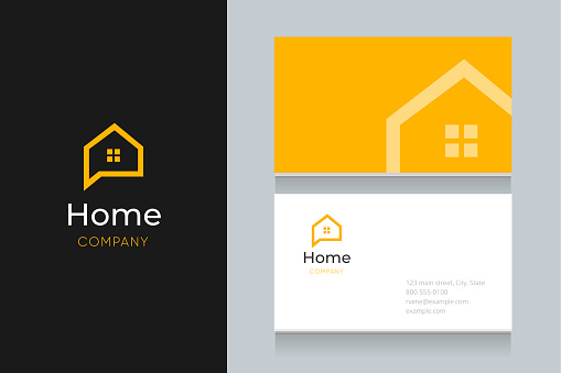Bubble house logo with business card template. Vector graphic design elements editable for company and entrepreneur.