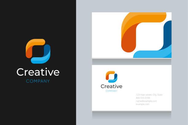 Square logo with business card template. Square logo with business card template. Vector graphic design elements editable for company and entrepreneur. boomerang stock illustrations