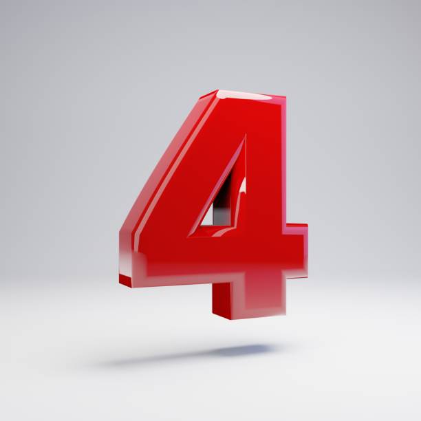 istock Volumetric glossy red number 4 isolated on white background. 1142804071