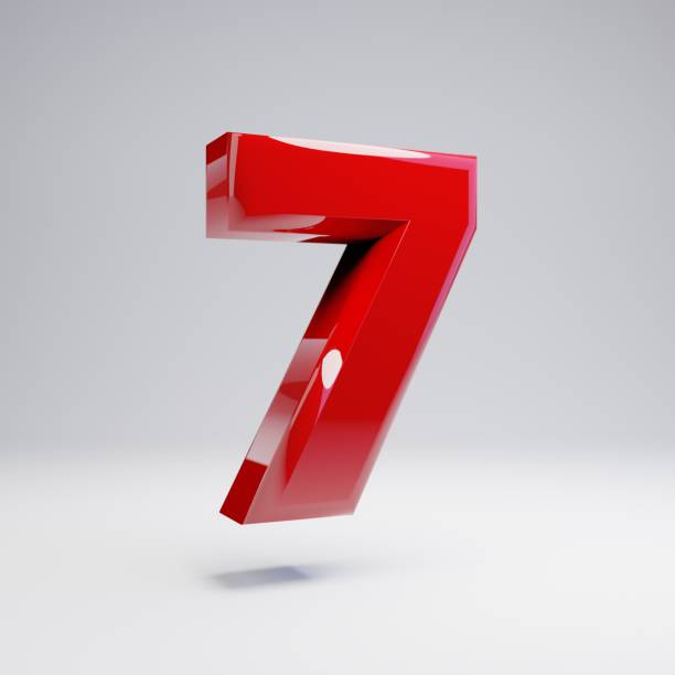 istock Volumetric glossy red number 7 isolated on white background. 1142804084