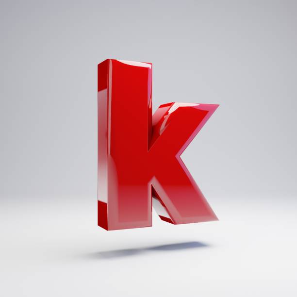 istock Volumetric glossy red lowercase letter K isolated on white background. 1142804115
