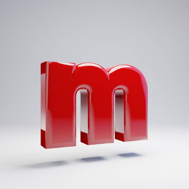 istock Volumetric glossy red lowercase letter M isolated on white background. 1142804952