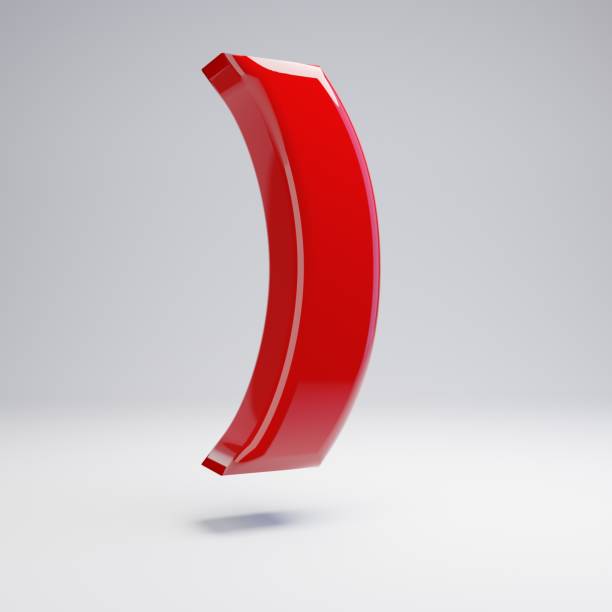 Volumetric glossy red round brackets symbol isolated on white background. 3D rendered alphabet. Modern font for banner, poster, cover, logo design template element.
