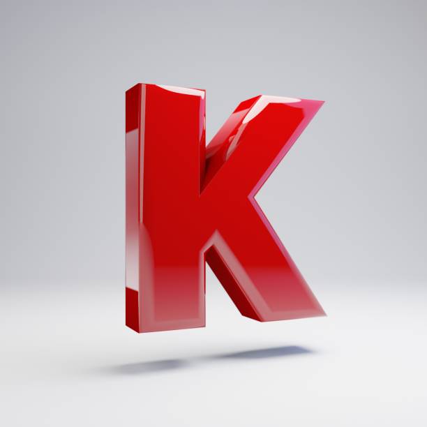 istock Volumetric glossy red uppercase letter K isolated on white background. 1142805445