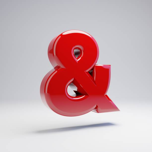 istock Volumetric glossy red ampersand symbol isolated on white background. 1142805454