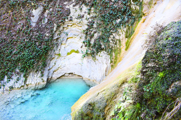 istock Blue mountain lake and waterfall 1142805777