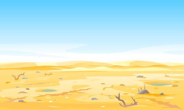 сухая река на засушливых пересохшей земле - desert dry land drought stock illustrations