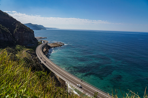 Beautiful View over the Sea Cliff Bridge from a lookout