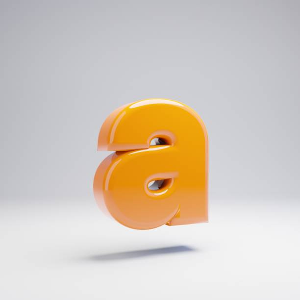 istock Volumetric glossy hot orange lowercase letter A isolated on white background. 1142812025