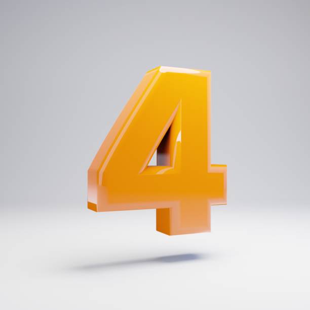 istock Volumetric glossy hot orange number 4 isolated on white background. 1142812029