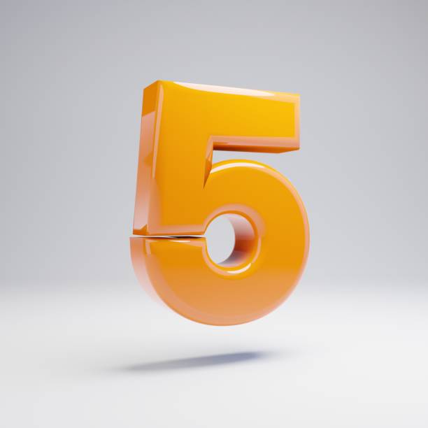 istock Volumetric glossy hot orange number 5 isolated on white background. 1142812030
