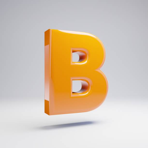 istock Volumetric glossy hot orange uppercase letter B isolated on white background. 1142812255