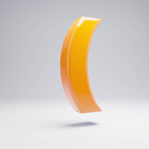 Volumetric glossy hot orange round brackets symbol isolated on white background. 3D rendered alphabet. Modern font for banner, poster, cover, logo design template element.