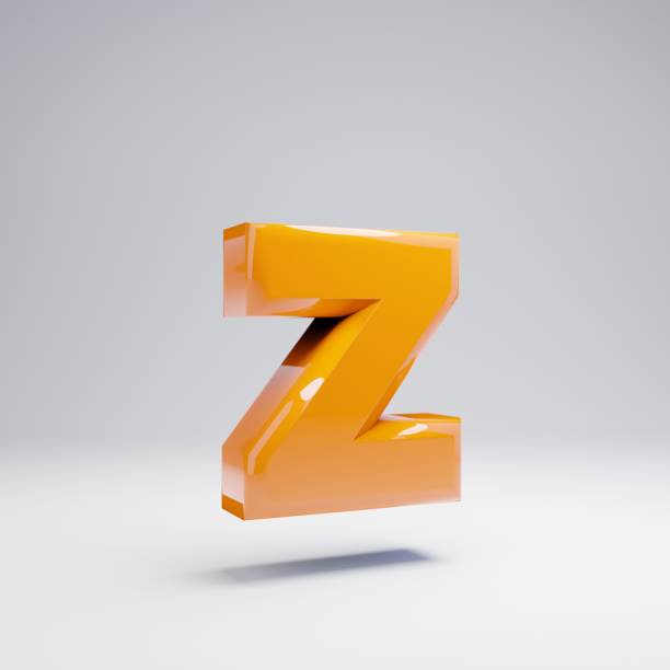 istock Volumetric glossy hot orange lowercase letter Z isolated on white background. 1142812460