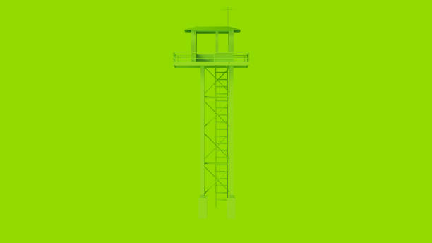 istock Lime Green Tall Watch Tower with Ladder Front 1142812704