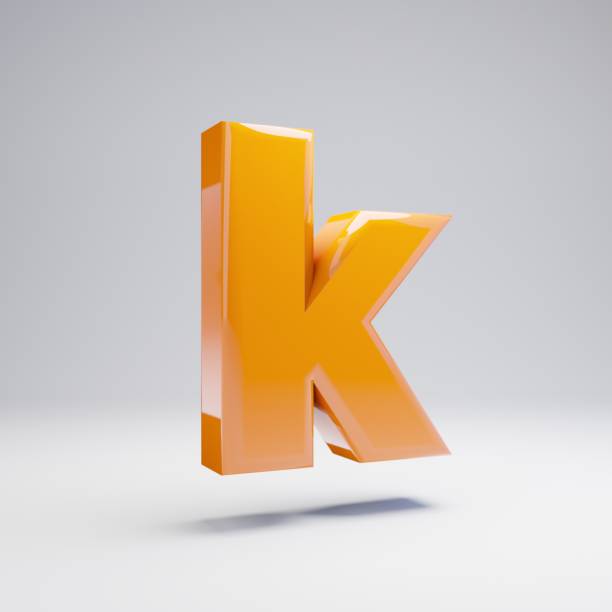 istock Volumetric glossy hot orange lowercase letter K isolated on white background. 1142814049
