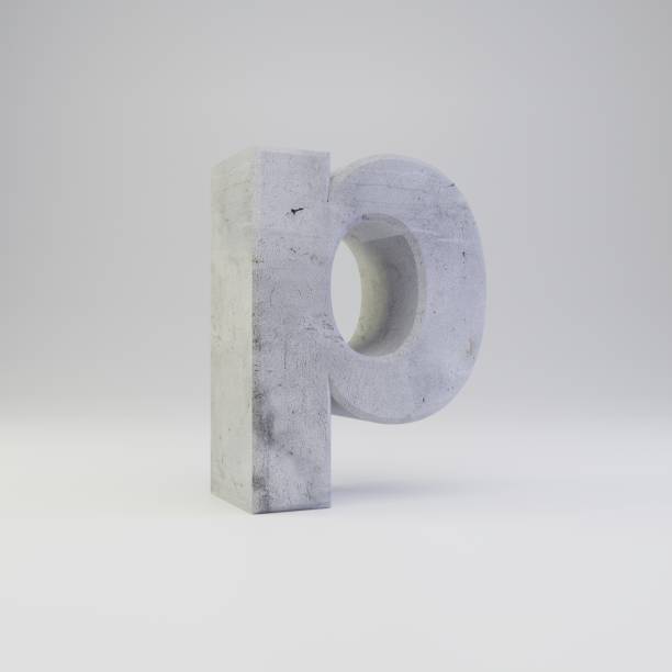 istock Concrete letter P lowercase with plaster texture isolated on white background 1142814338