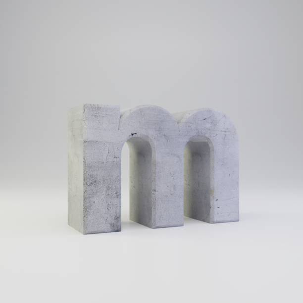 istock Concrete letter M lowercase with plaster texture isolated on white background 1142814375