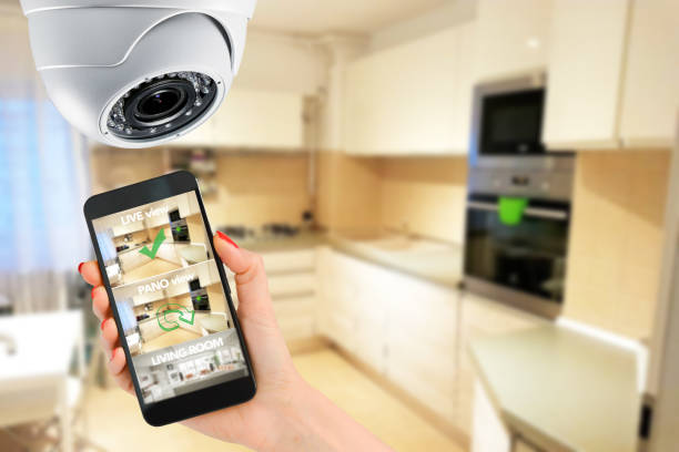 istock Home security concept with mobile connection via smartphone 1142815217