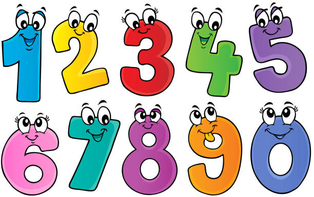 Cartoon numbers theme set 1 vector art illustration