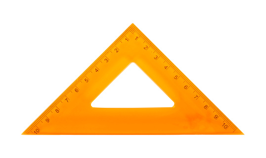 Science and education - Orange set square triangle isolated on a white background.