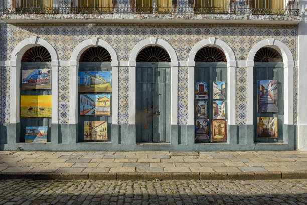 상 루이스의 전통 포르투갈 식민지 시대 건축, 브라질 스톡 사진