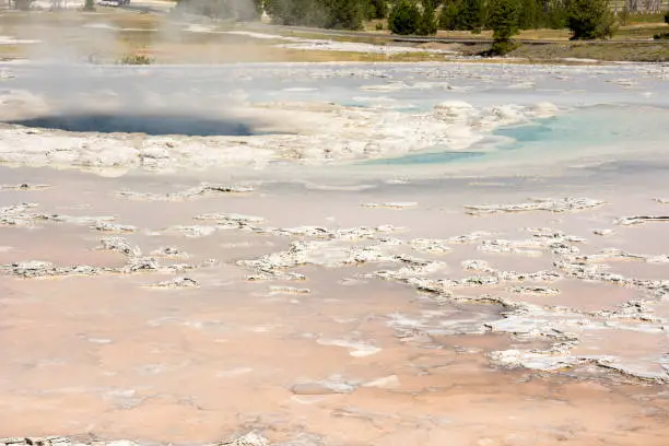Geyser in Firehole canyon drive  in Yellowstone National Park in Wyoming