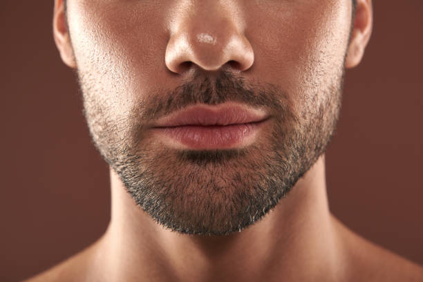 istock Low face portrait of young bristle man 1142825620
