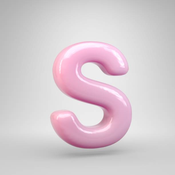 Bubble Gum pink letter S uppercase isolated on white background. 3D rendered alphabet. Modern font for advertising, poster, cover, lettering design template element.