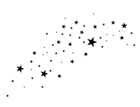 Stars on a white background. Black star shooting with an elegant star.Meteoroid, comet, asteroid, stars. Vector illustration EPS 10.