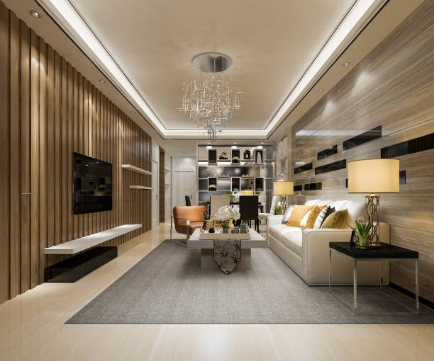 istock 3d rendering modern dining room and living room with luxury decor 1142833058