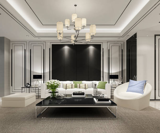istock 3d rendering modern dining room and living room with luxury decor 1142833085