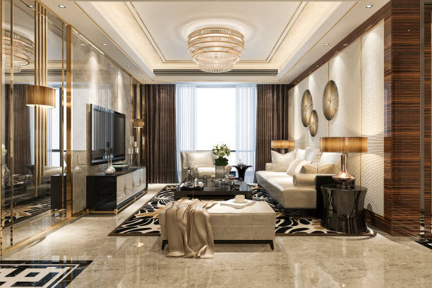 istock 3d rendering modern dining room and living room with luxury decor 1142833088