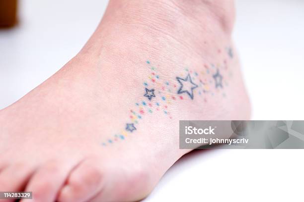 Tattooed Foot Stock Photo - Download Image Now - Star Shape, Tattoo, Adult