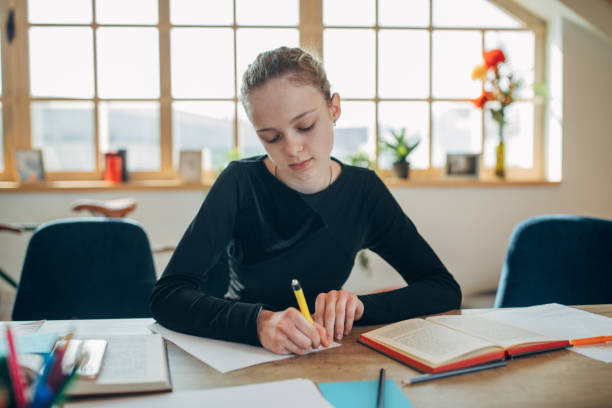 istock Girl doing homework at home 1142833882