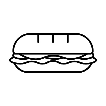 Vector Cartoon Sandwich Icon Isolated On White Background